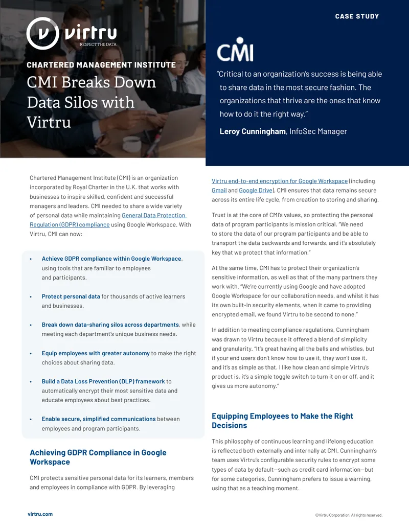 Chartered Management Institute Data Protection Case Study preview page 1