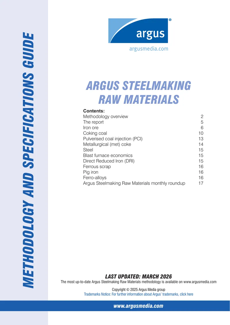 Argus Steelmaking Raw Materials Methodology Guide preview page 1