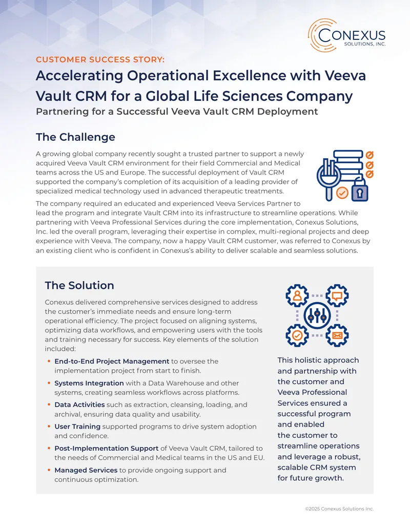 Customer Success Story on Veeva Vault CRM Deployment preview page 1