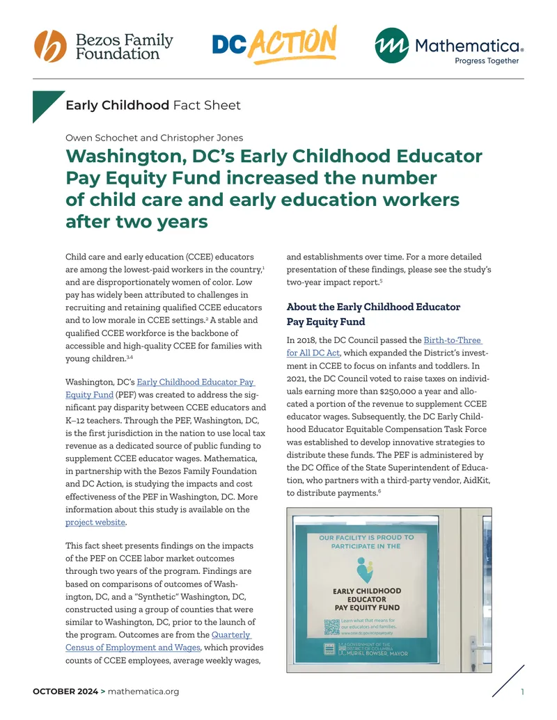 Impact of Washington DC's Early Childhood Educator Pay Equity Fund preview page 1