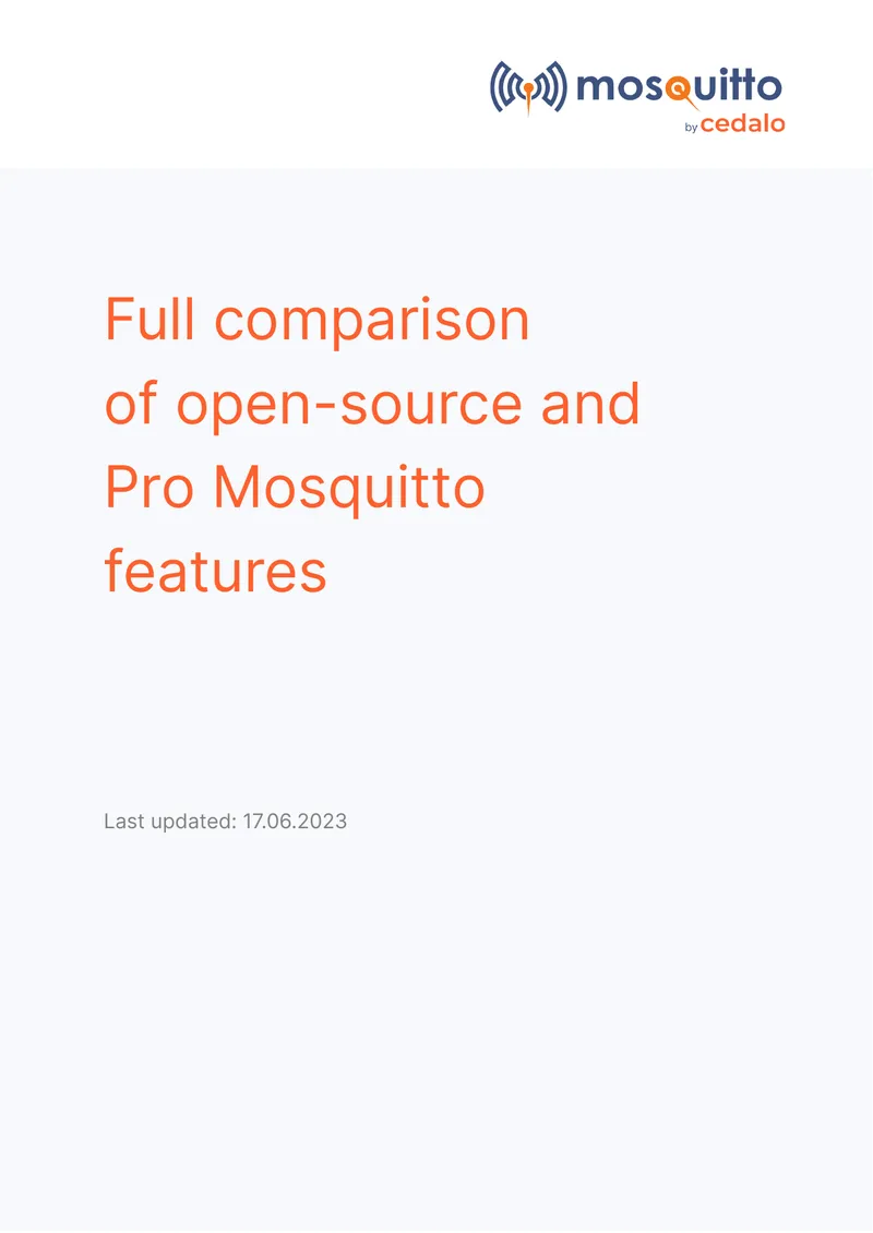 Comparison of Open-Source and Pro Mosquitto Features preview page 1