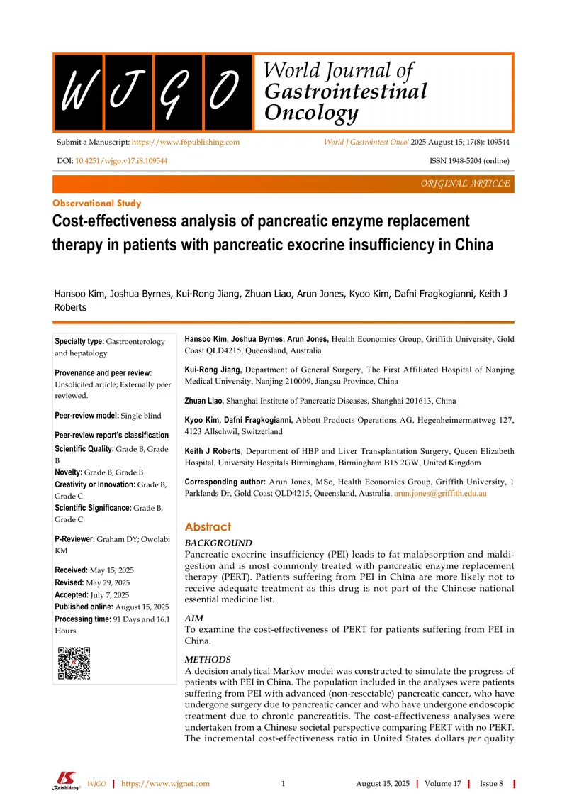 Cost-effectiveness Analysis of Pancreatic Enzyme Replacement Therapy preview page 1