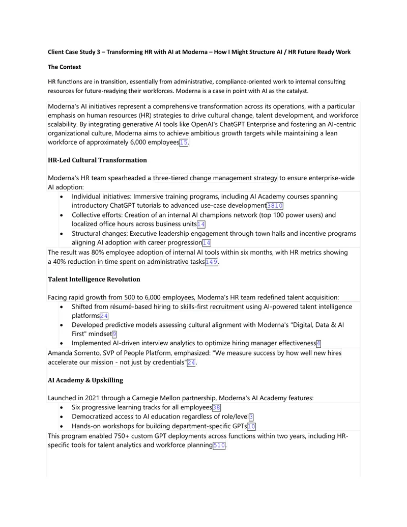 Transforming HR with AI at Moderna Case Study preview page 1