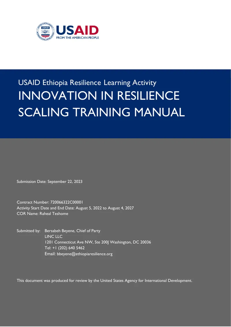 USAID Ethiopia Resilience Learning Activity Training Manual preview page 1