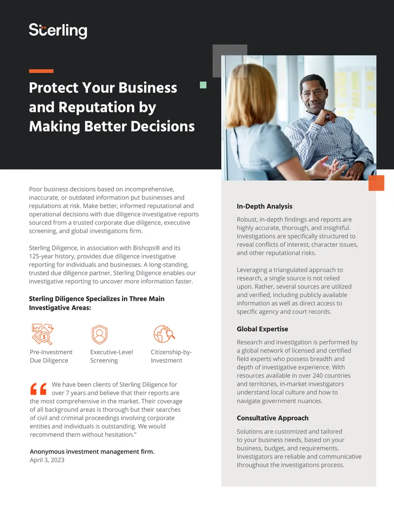 Due Diligence Investigative Reporting Overview preview page 1