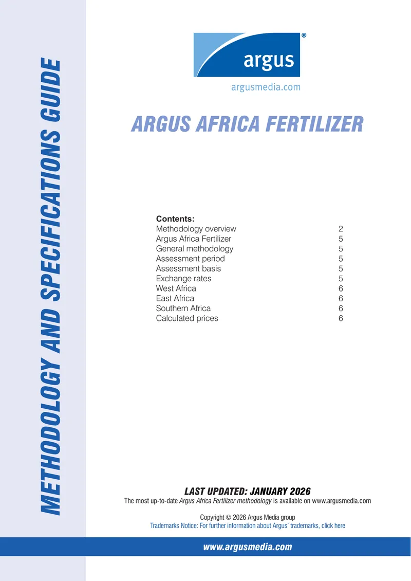 Argus Africa Fertilizer Methodology and Specifications Guide preview page 1