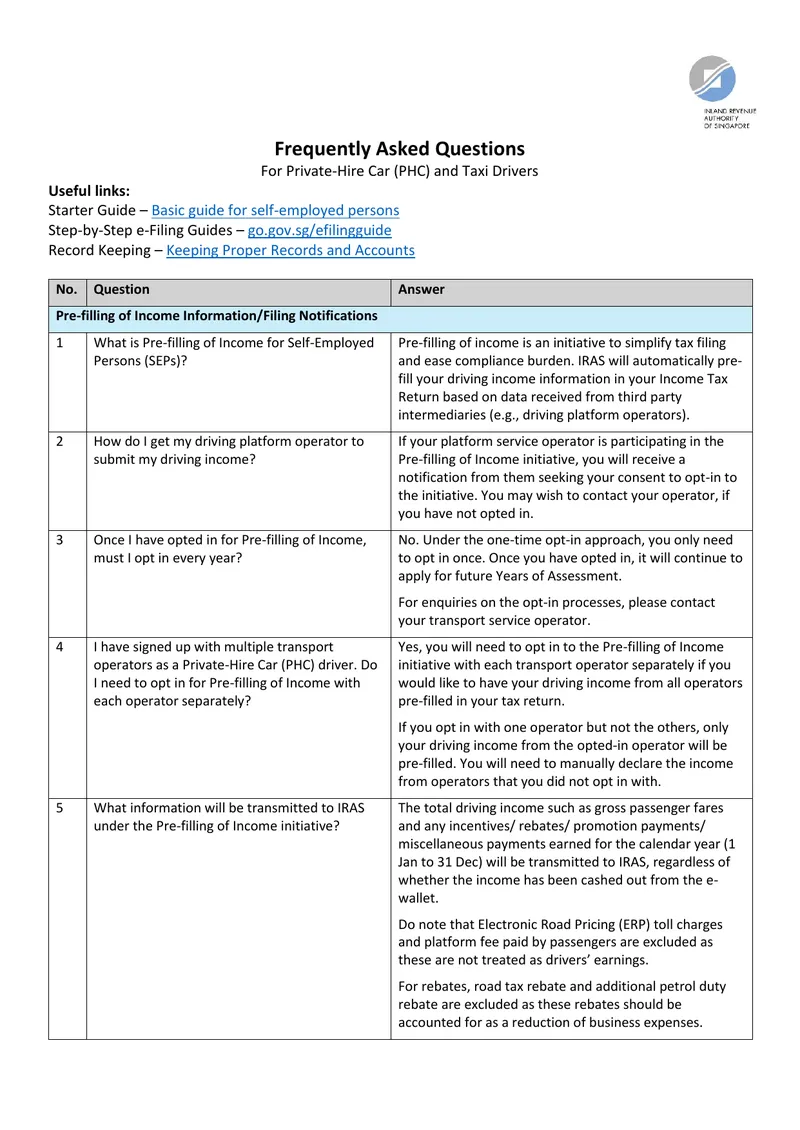 Frequently Asked Questions for Private-Hire Car Drivers preview page 1