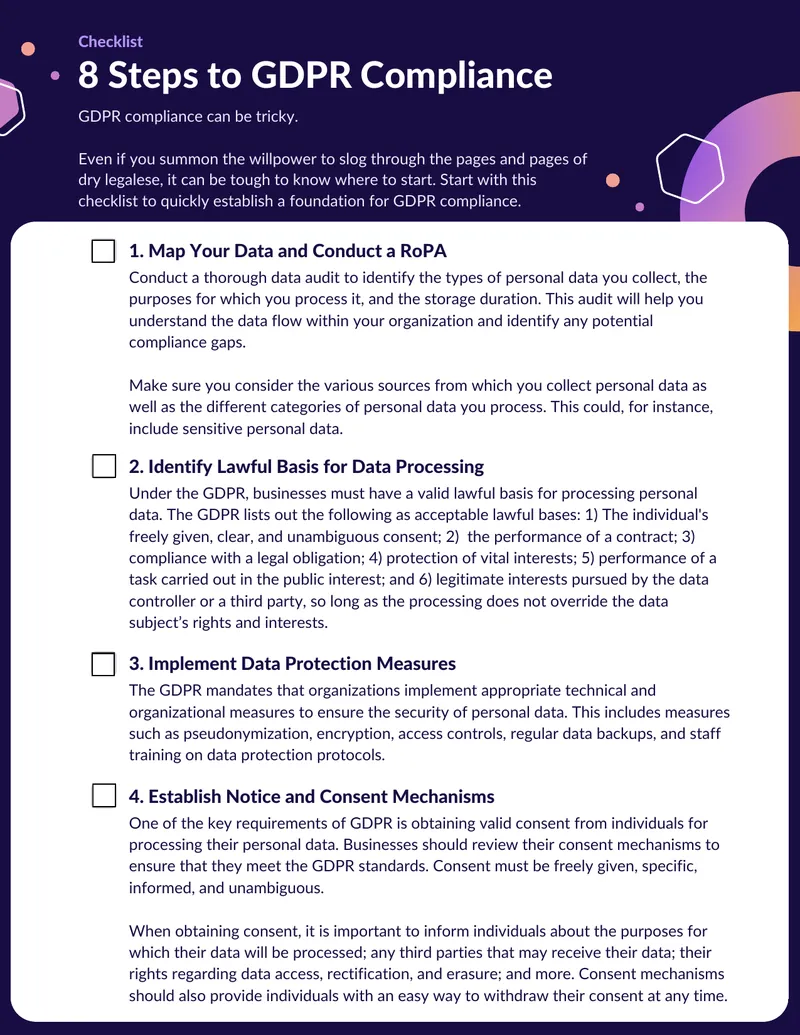 Steps for Achieving GDPR Compliance preview page 1
