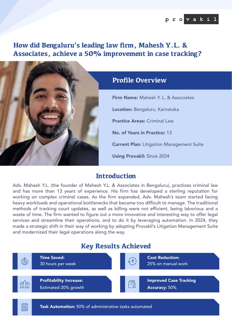 Legal Operations Transformation at Mahesh Y.L. & Associates preview page 1