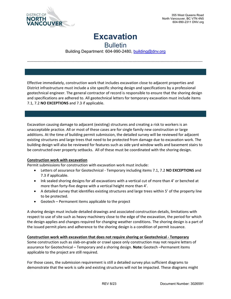Excavation Bulletin for Construction Work preview page 1