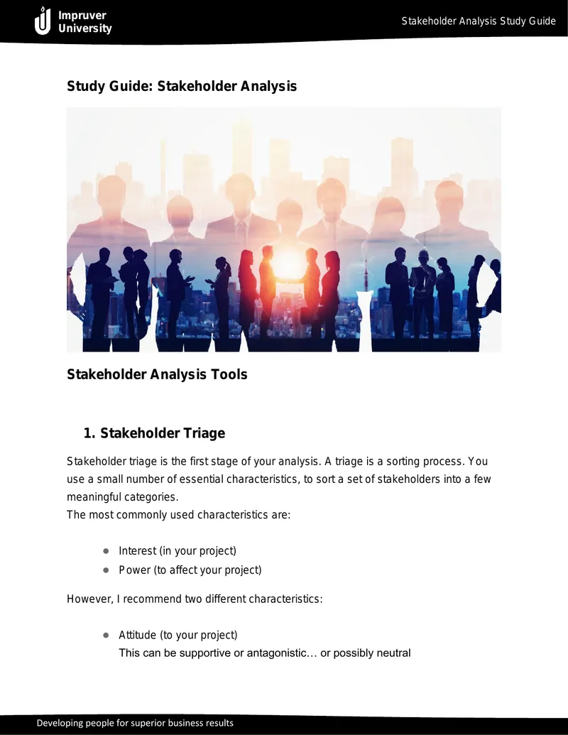 Stakeholder Analysis Tools and Techniques Guide preview page 1