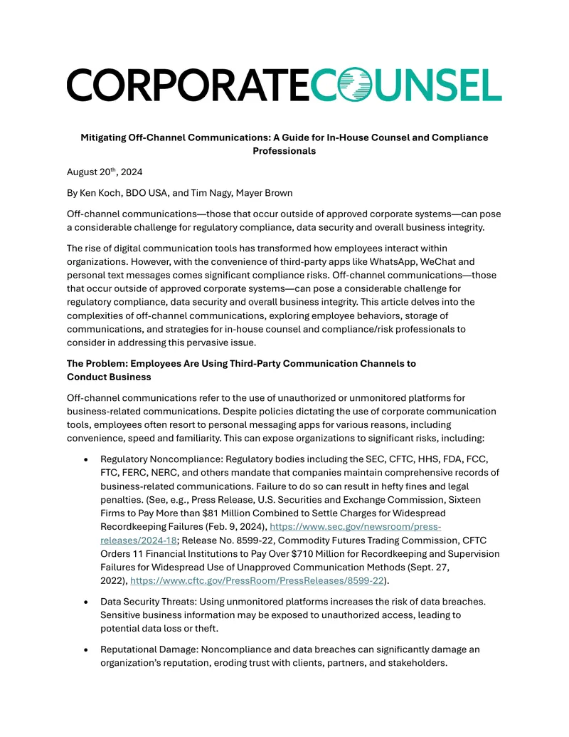 Mitigating Off-Channel Communications Guide preview page 1