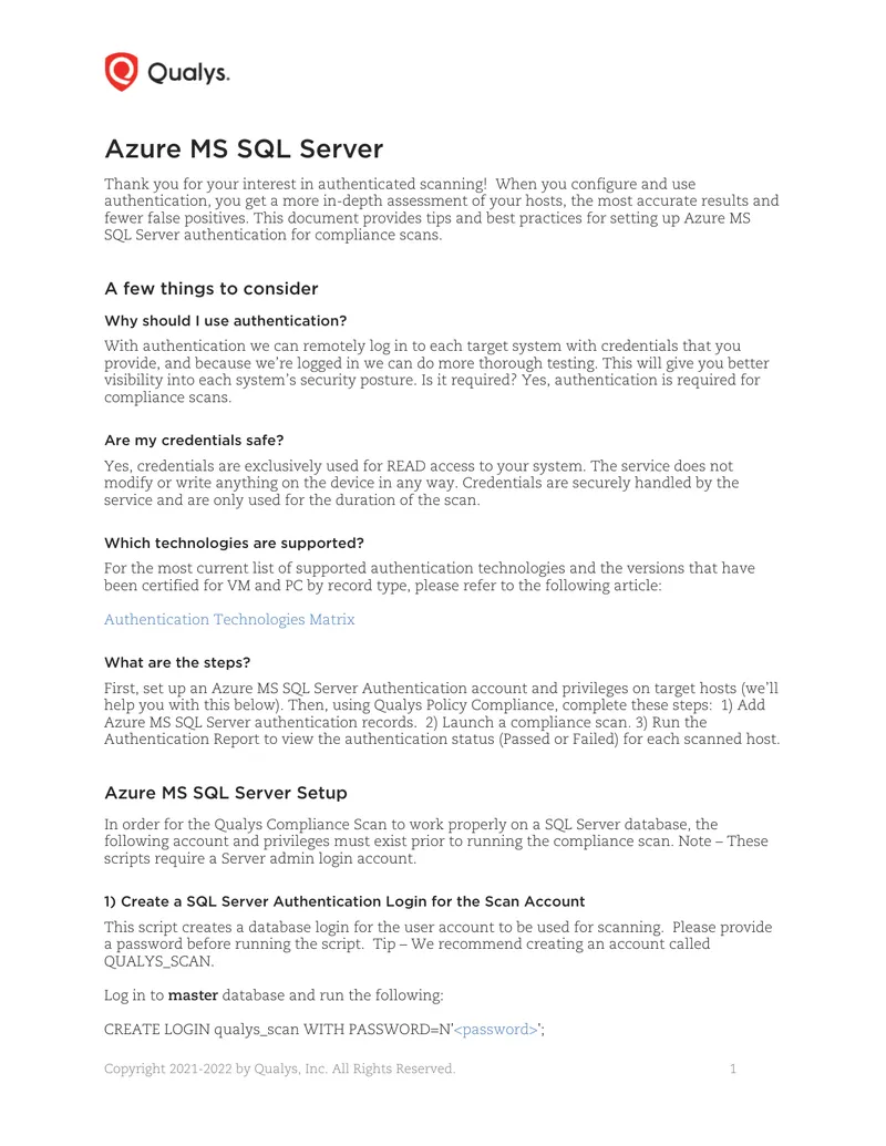 Best Practices for Azure MS SQL Server Authentication preview page 1
