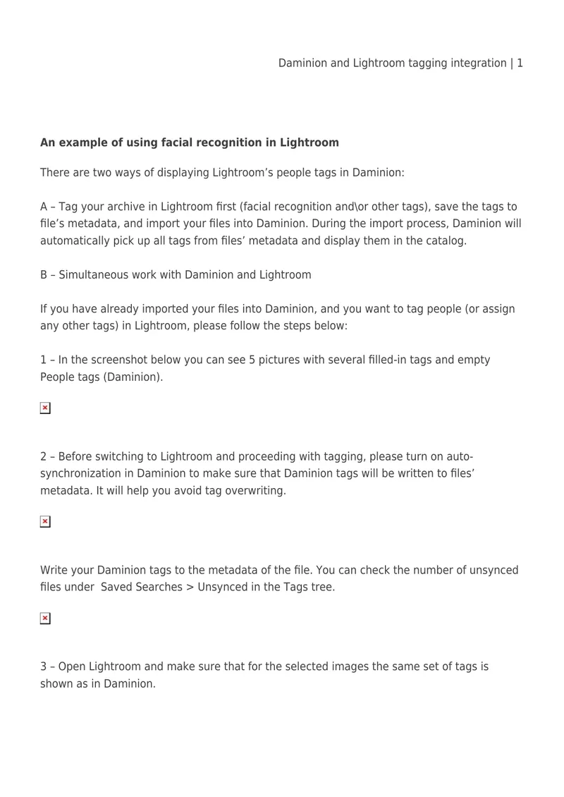 Daminion and Lightroom Tagging Integration Guide preview page 1