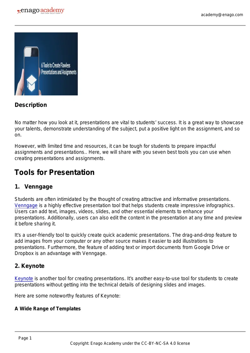 Presentation and Assignment Tools for Students preview page 1