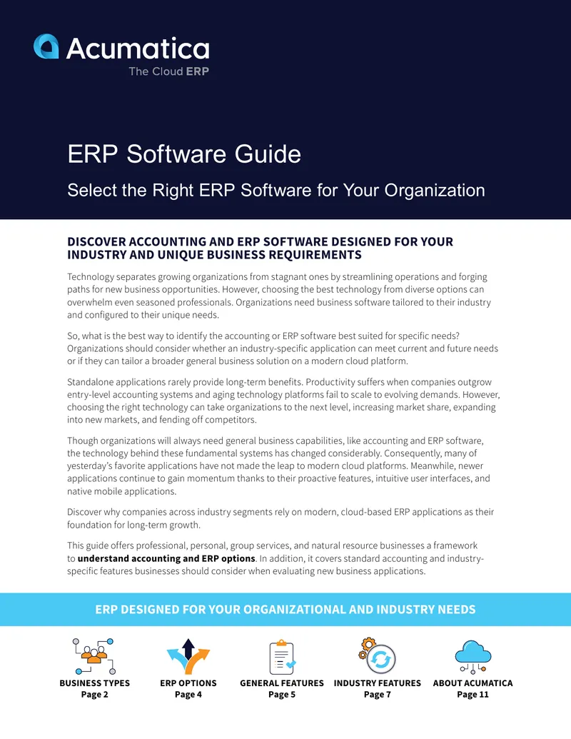 ERP Software Selection Guide for Organizations preview page 1