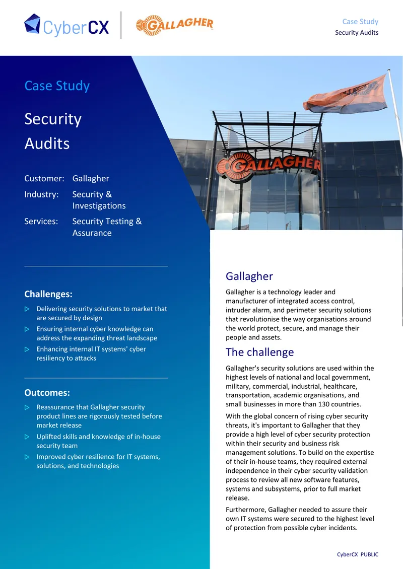 Gallagher Cyber Security Audits Case Study preview page 1