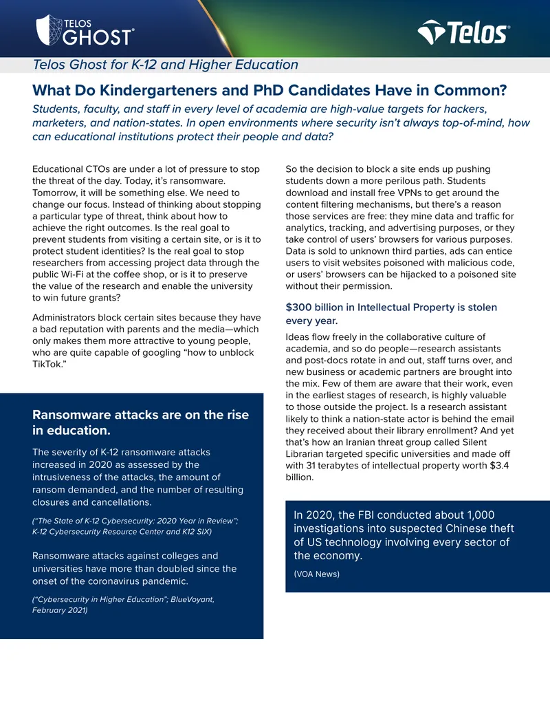 Telos Ghost Cybersecurity for Educational Institutions preview page 1