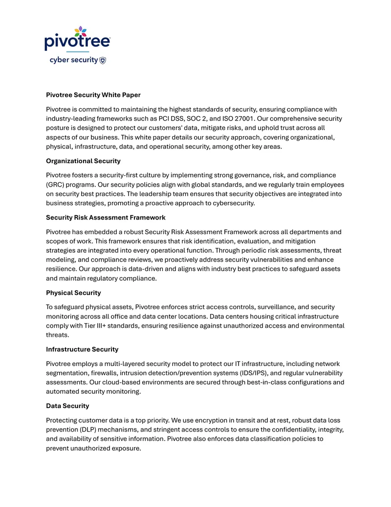 Pivotree Security Compliance Framework Overview preview page 1