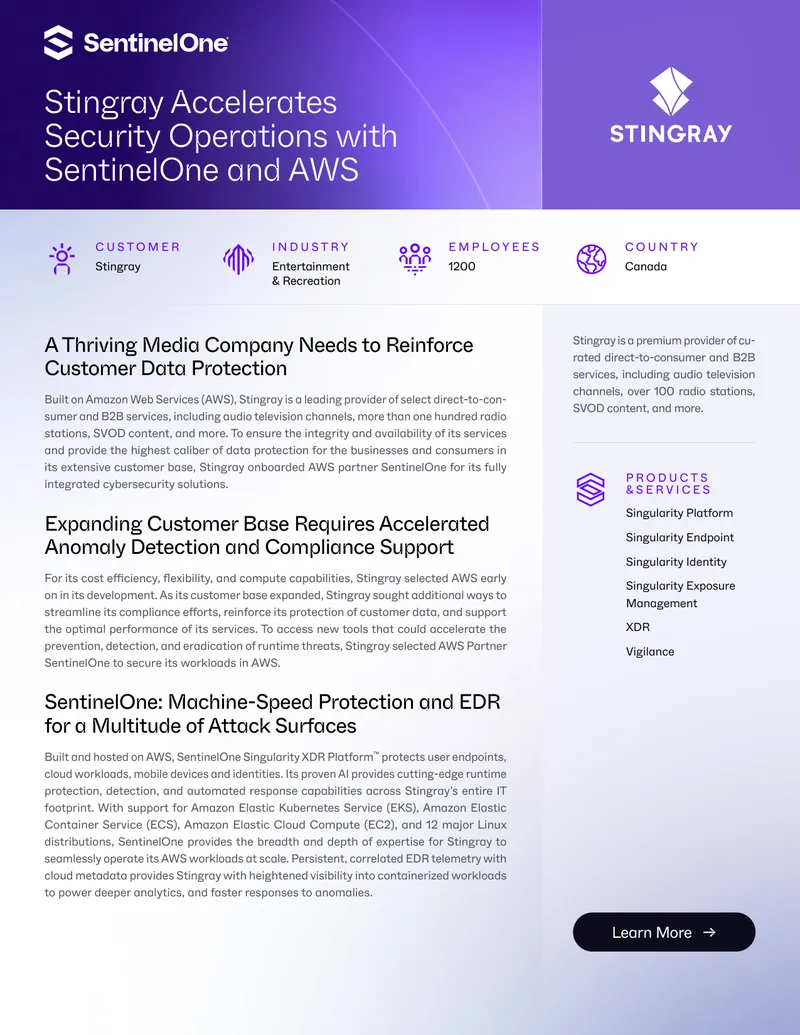 Enhancing Customer Data Protection with AWS and SentinelOne preview page 1