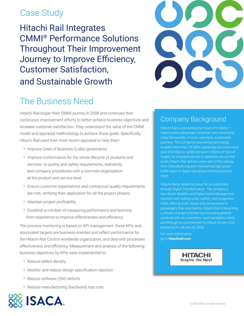 Hitachi Rail CMMI Performance Solutions Case Study preview page 1