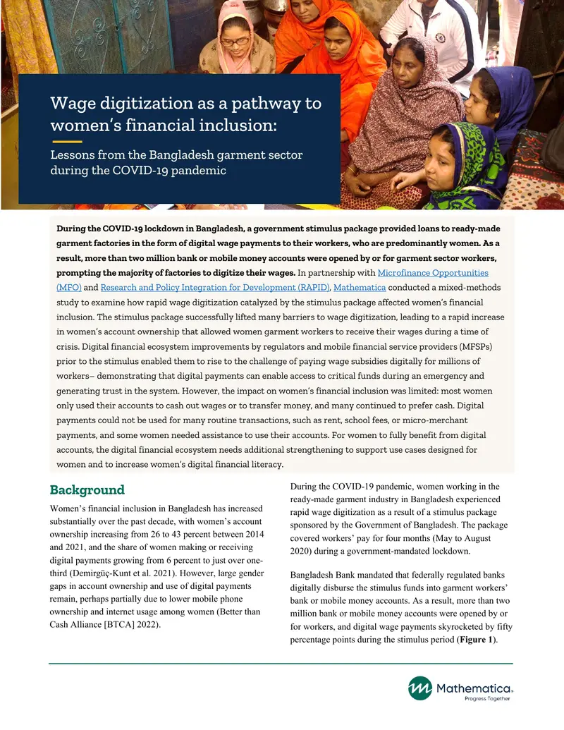 Wage Digitization and Women's Financial Inclusion in Bangladesh preview page 1