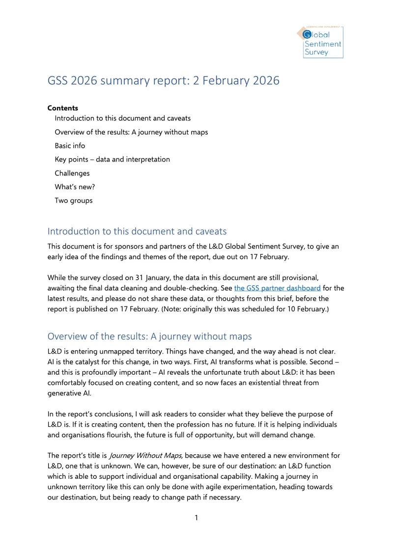 GSS 2026 Summary Report on Learning and Development preview page 1