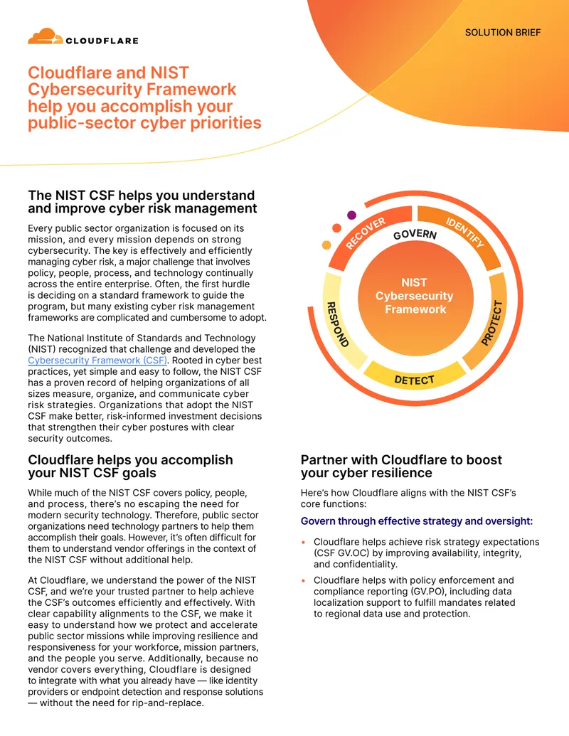 Cloudflare and NIST Cybersecurity Framework Solution Brief preview page 1