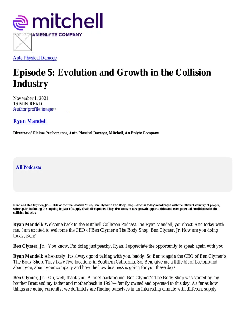 Evolution and Growth in the Collision Industry Podcast preview page 1