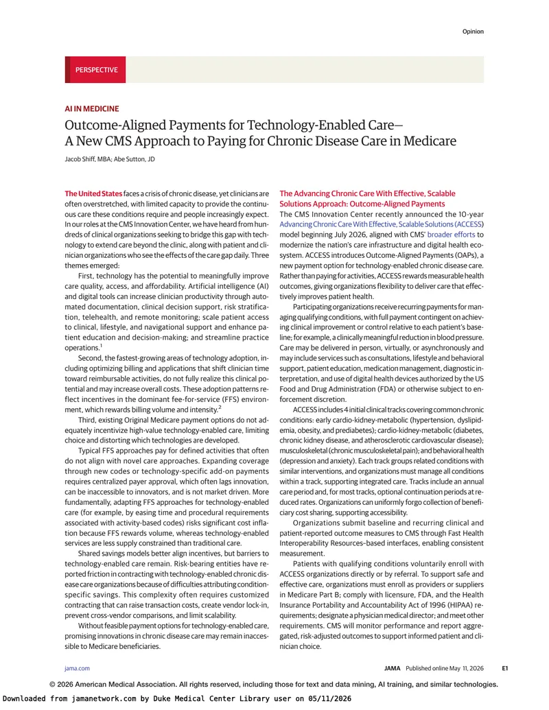 Outcome-Aligned Payments for Technology-Enabled Care preview page 1