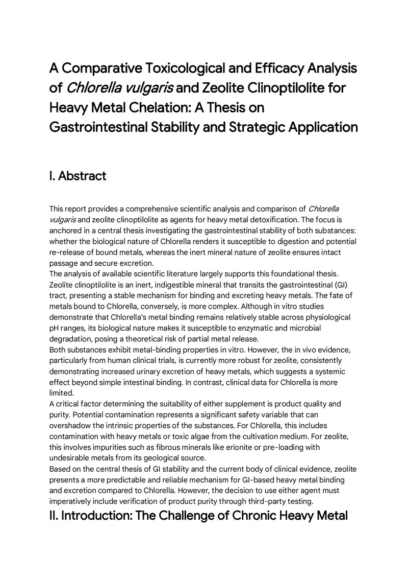 Comparative Analysis of Chlorella vulgaris and Zeolite Clinoptilolite preview page 1