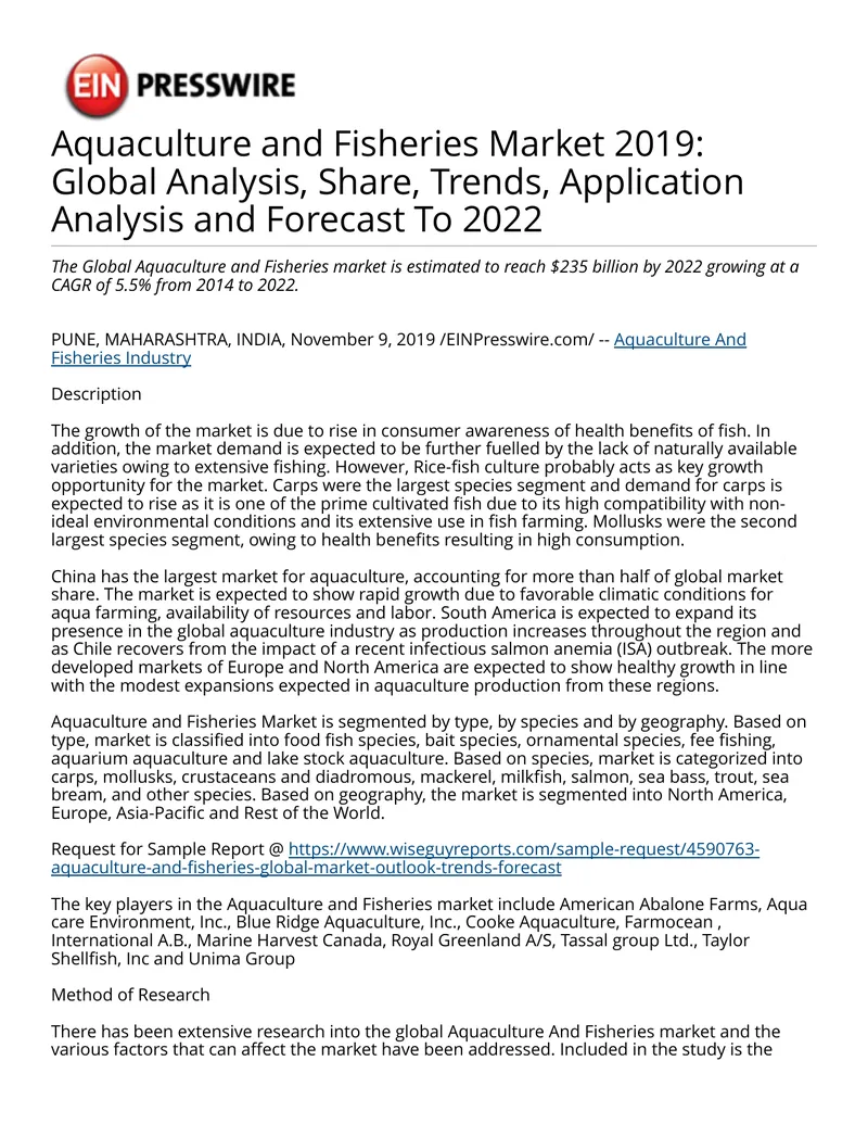 Global Aquaculture and Fisheries Market Analysis preview page 1