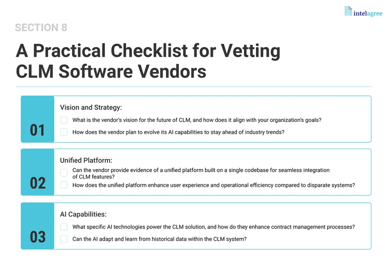 Checklist for Evaluating CLM Software Vendors preview page 1