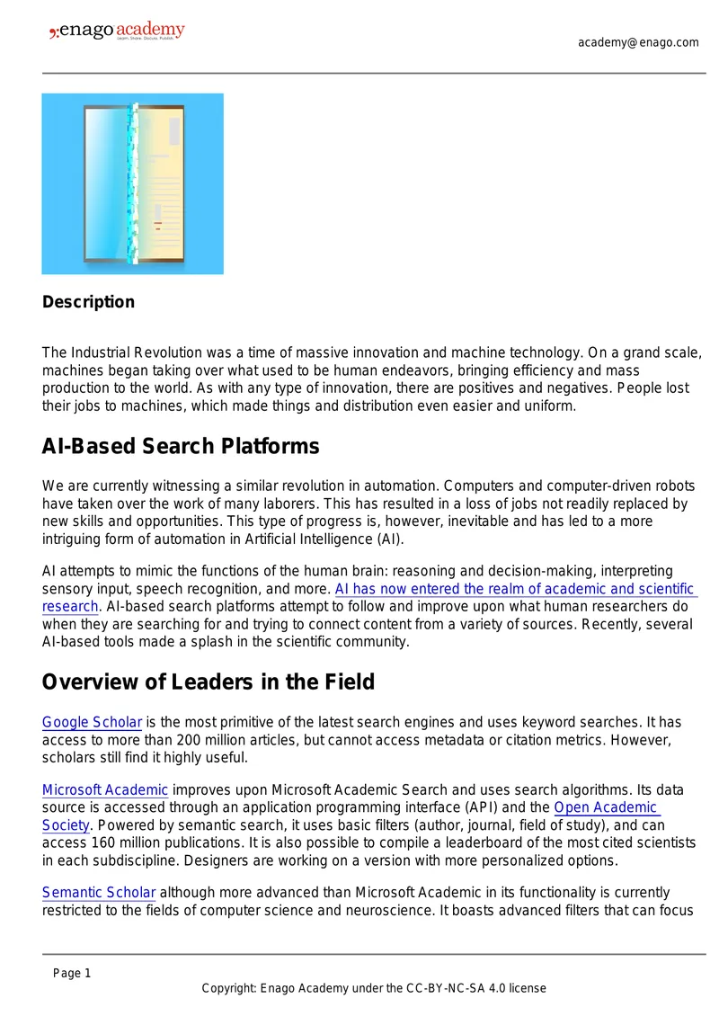 AI-Based Search Platforms in Research preview page 1