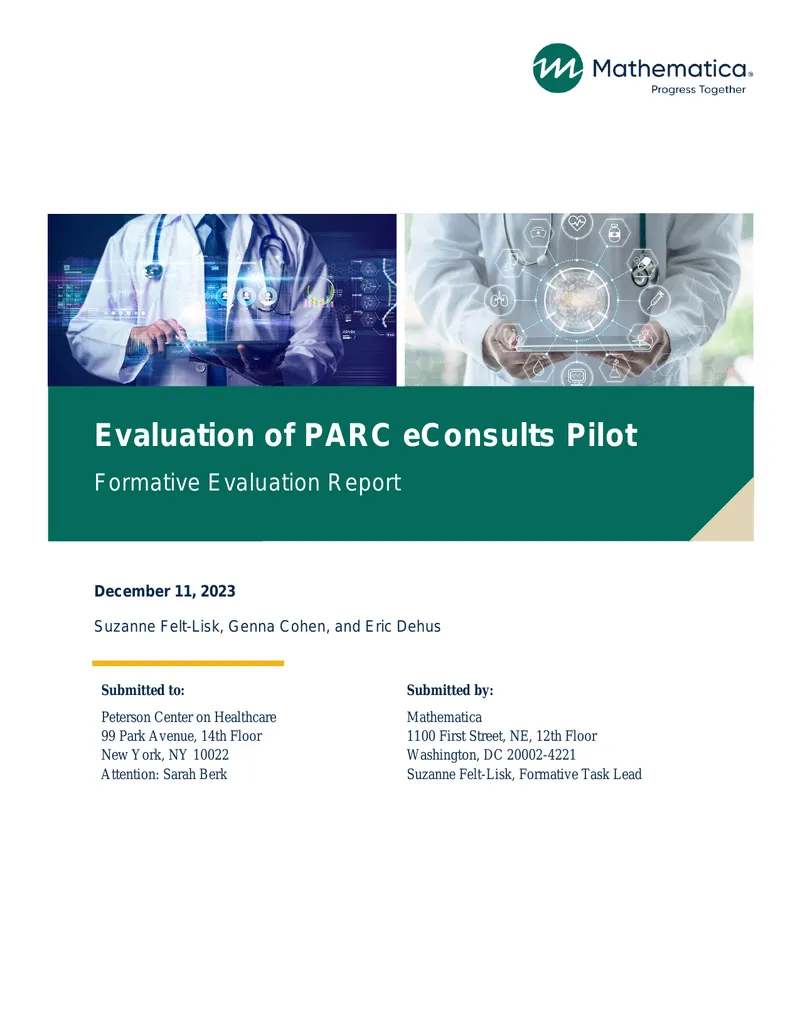 Evaluation of PARC eConsults Pilot Formative Report preview page 1