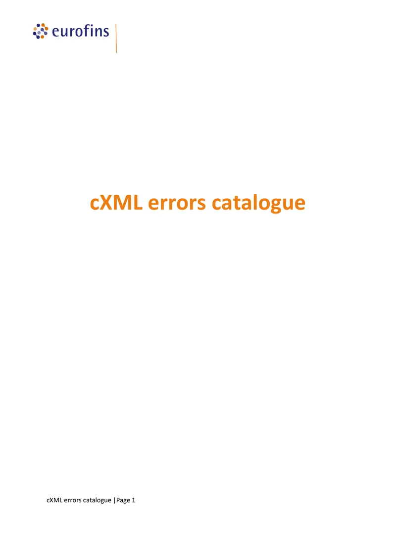 cXML Errors Catalogue and Resolution Guide preview page 1