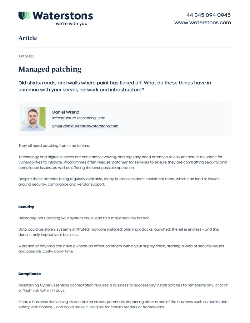 Managed Patching for Business Systems preview page 1