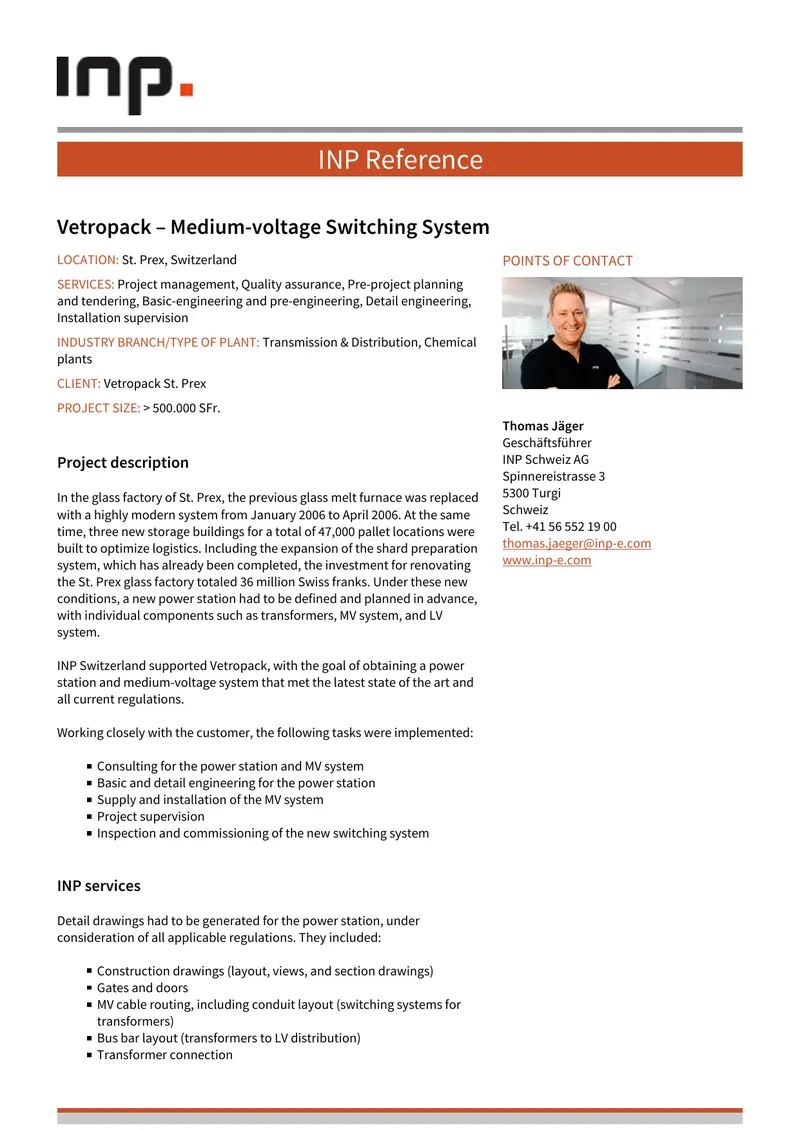 Medium-voltage Switching System Project for Vetropack preview page 1