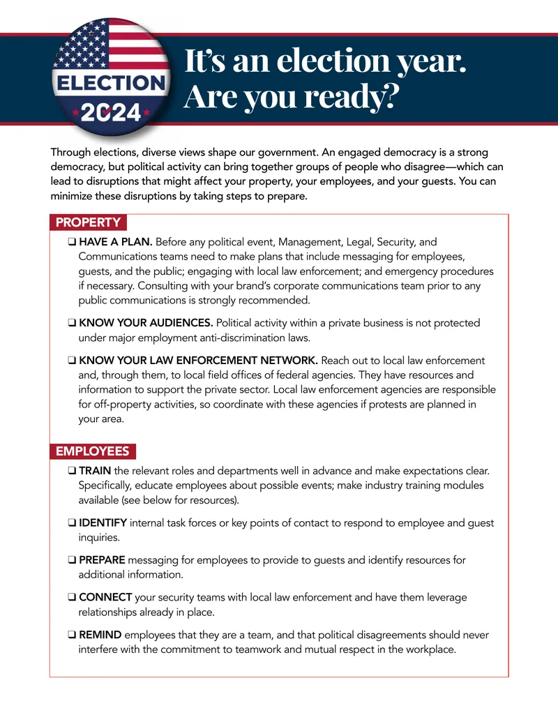 Election Year Preparedness Guidelines for Businesses preview page 1