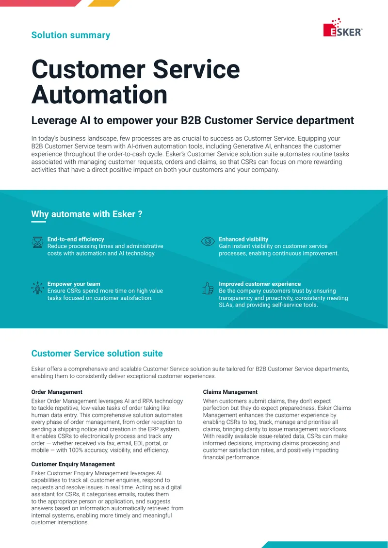 B2B Customer Service Automation Solution Overview preview page 1