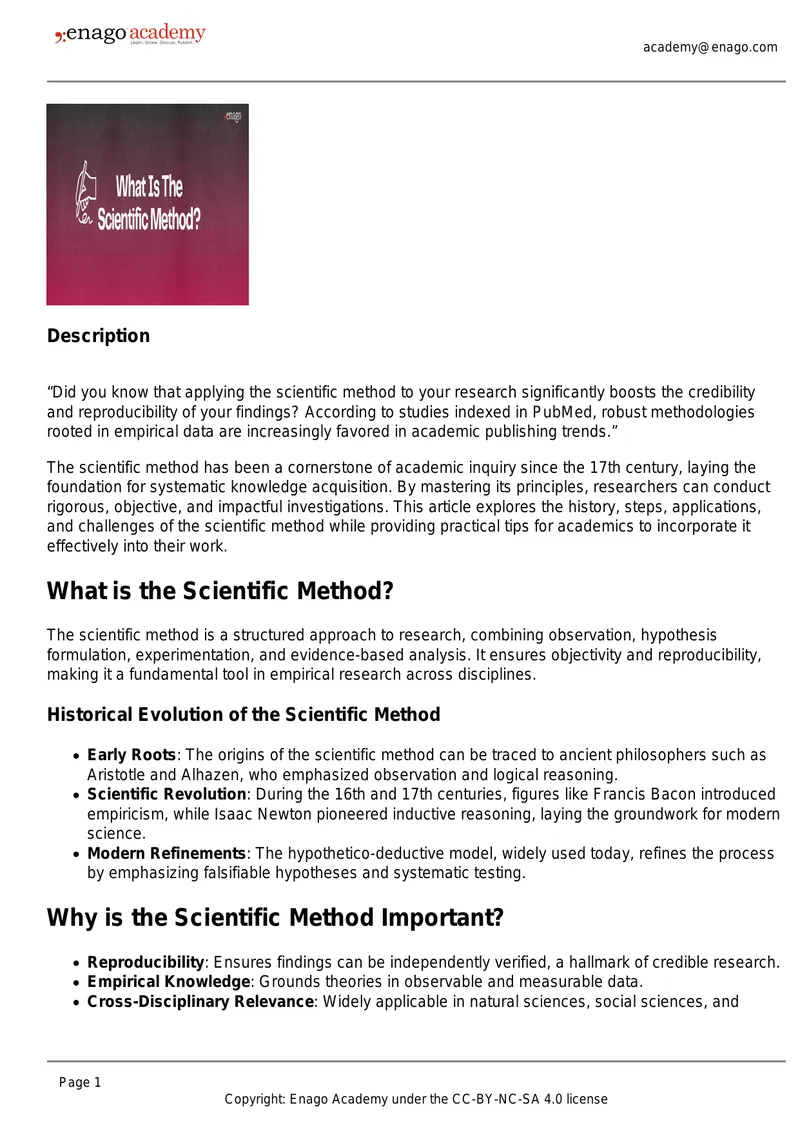 Application of the Scientific Method in Research preview page 1