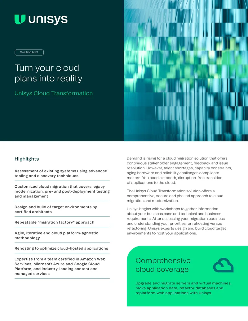 Unisys Cloud Transformation Solution Brief preview page 1