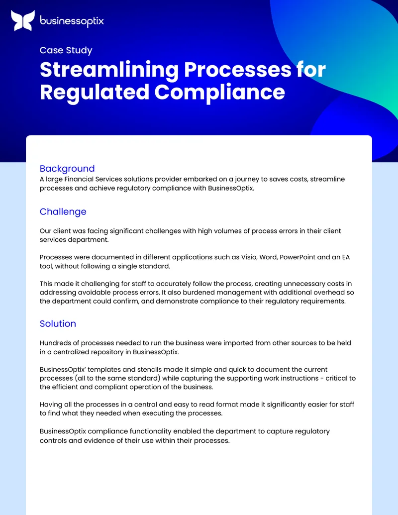 Streamlining Processes for Regulated Compliance Case Study preview page 1