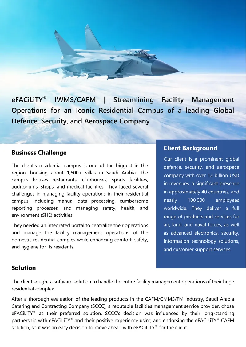 Facility Management Operations Streamlining for Residential Campus preview page 1