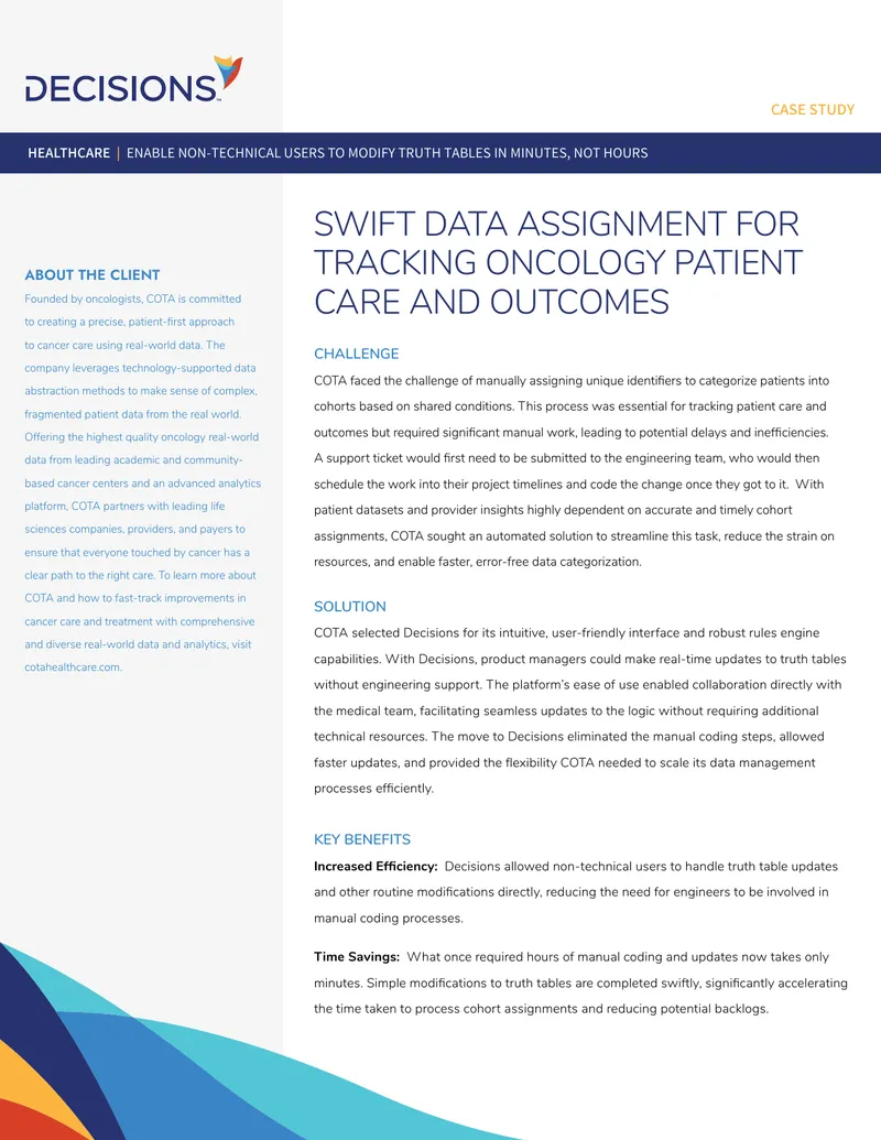 SWIFT Data Assignment for Oncology Patient Care preview page 1