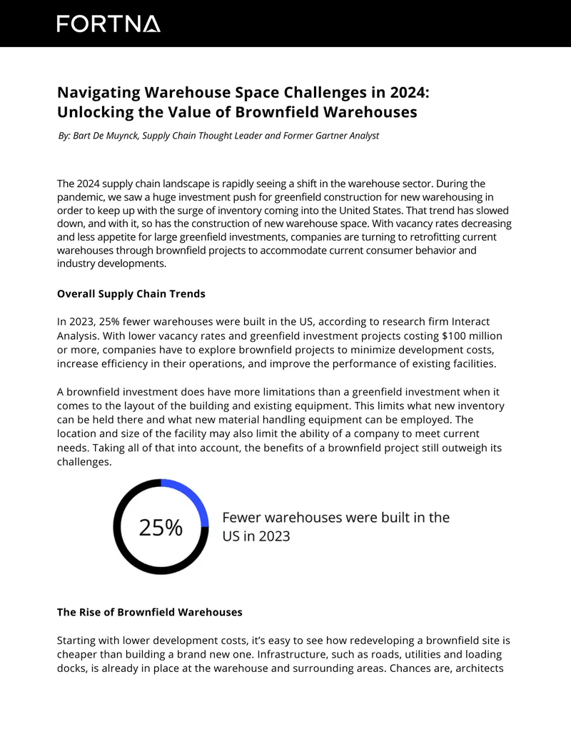 Navigating Warehouse Space Challenges with Brownfield Projects preview page 1