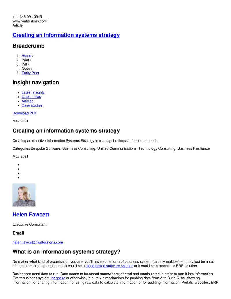 Creating an Information Systems Strategy preview page 1