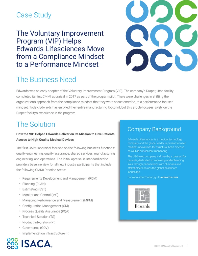 Edwards Lifesciences Voluntary Improvement Program Case Study preview page 1