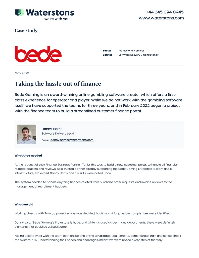 Customer Finance Portal Development Case Study preview page 1