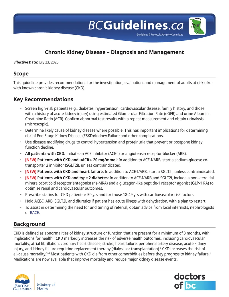 Chronic Kidney Disease Diagnosis and Management Guidelines preview page 1